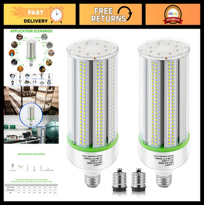 100W LED Corn Bulbs 2-Pack, 5000K, 14000lm, E26/E39 Base, HID CFL Replacement fo