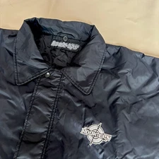 Mens Vintage Hook Ups Skateboard Black Windbreaker Bomber Zip Up Jacket Sz XL