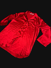 Victoria's Secret Women's Red Satin Collared Button Front Pajama Top S
