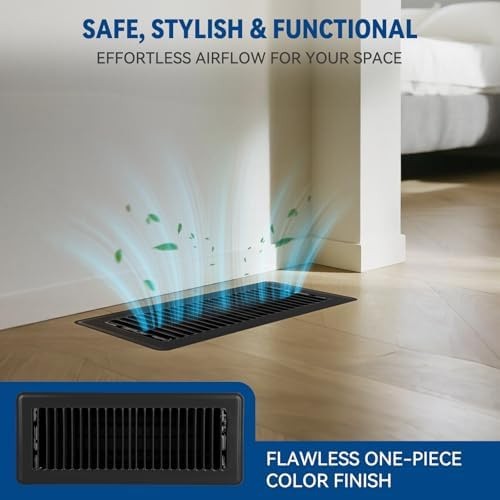 как выглядит 4" x 12" Floor Register Vent Covers 6-Pack, Walkable Powder-Coated Metal Vent... фото