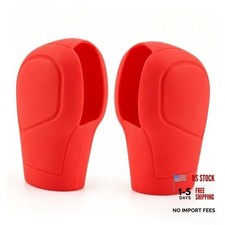 2 PCS Gear Shift Cover, Silicone Shift Knob Cover, Anti-Slip Protector, Red
