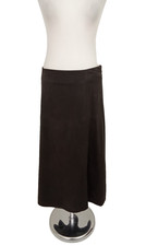 M&S Women's A-Line Skirt Dark Chocolate Faux Suede Concealed Side Zip New