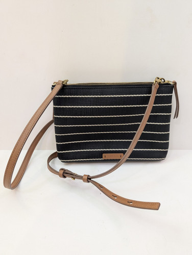 Borsa a tracolla Fossil Devon nera con righe bianche - Foto 1 di 9