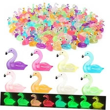 32pcs Luminous Large Mini Resin Flamingo Ducks 8 Colors Glow in The Dark 32Pcs