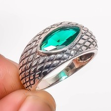 Neon Blue Apatite 925 Sterling Silver Bali Ring s.8 R7642-44