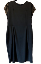 Kaleidoscope Size 14 Black Bodycon Knee Length Shift DRESS Lace Cap Sleeves