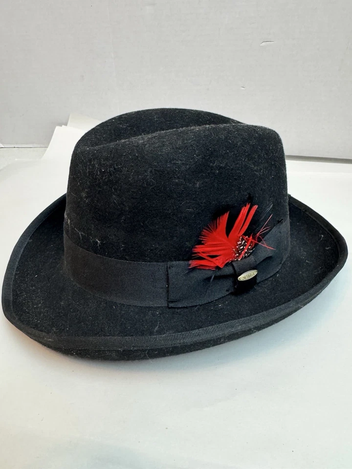 Scala Fedora шляпа крестный отец черный котелок 100% шерсти размер XL - Изображение 2 из 4