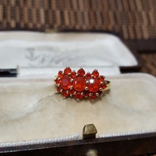 925 Sterling Silver Ring, Genuine Fire Opal Size L.5 US 6, Gold Plated 