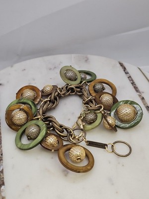 Subversive Multicolor Charm Bracelet Cream Pearl Mesh Resin Rings Boho Womens