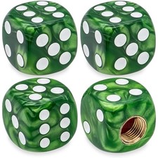 4PCS Pearl Pattern Dice Tire Valve Stem Caps, 4 pcs Dice -Pearl Pattern - Green