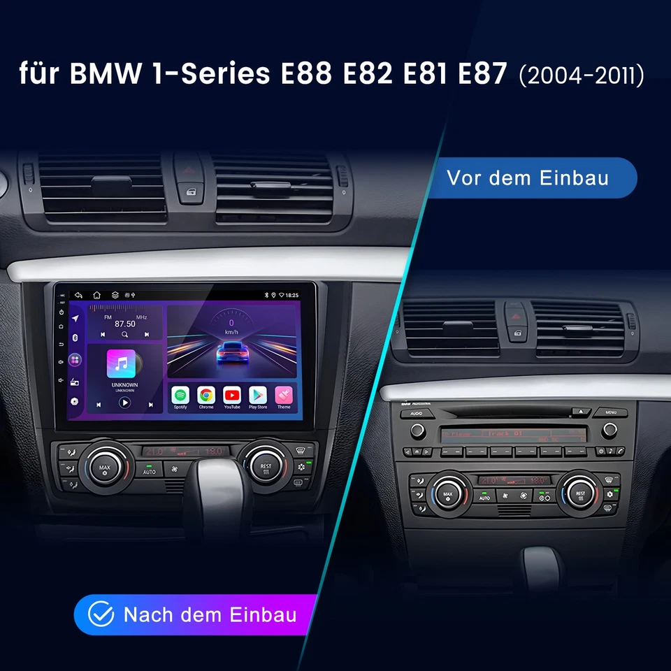 Für BMW 1er E81 E82 E87 E88 2004-2011 Android 14 Autoradio Navi GPS WIFI RDS SWC - Bild 4 von 4