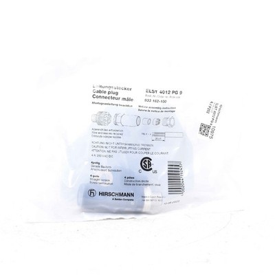 Hirschmann cable connector M12 4-pin ELST 4012 PG 9 933 162-100 -new-