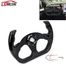 13" 325mm U-Shape Flat Drift Racing Steering Wheel Horn Button Universal 6 Hole