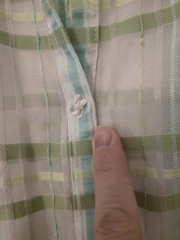 女式 JH Collectibles 透明绿色格子纽扣衬衫 XL 码娇小 — 第 3/4 张图片