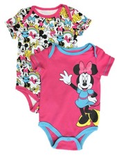 Disney Infant Girls 2pc Pink  Blue Minnie Mouse  Friends Bodysuit Set 24m