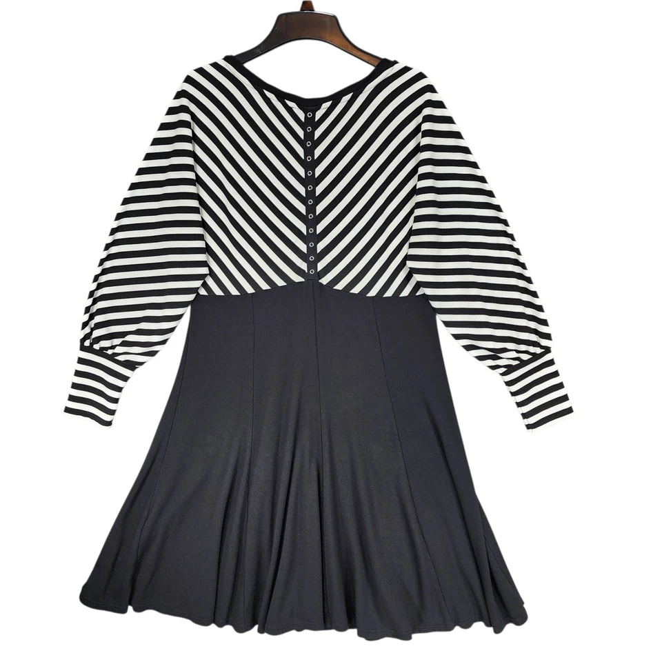 Vestido Suéter Betsey Johnson Talla XXL Mujer Negro Blanco Manga Globo Retro LEER Foto 2 de 4