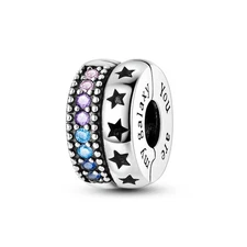 MULA European 925 Silver DIY Charm Clip AAA CZ Enamel Galaxy For Women Bracelet