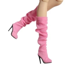 Folds flannel Shoes For 12" Barbie FR2 FR6.0 NU.face MUSES JAMIEshow Black heel