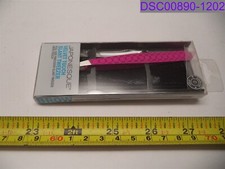 Japonesque Velvet Touch Slant Brow Tweezer Stainless Steel Pink w Pouch MT-203