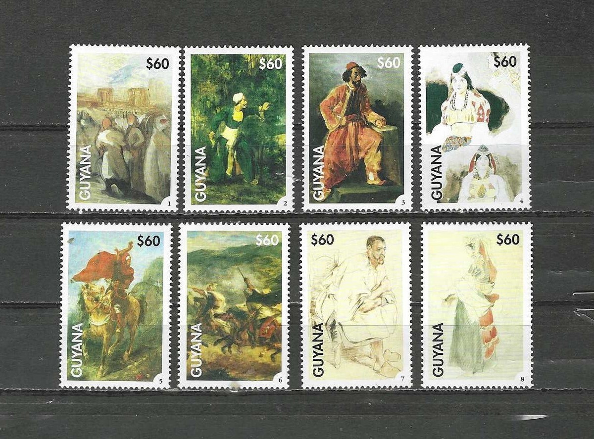 GUYANA , 1998 , PAINTINGS/DELACROAX , SET OF 8 STAMPS , PERF , MNH  display picture 1