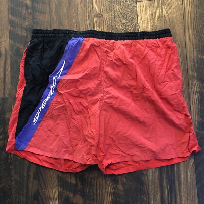 Vintage Speedo Sport System Swim Trunks Mesh Lined Short Shorts XL 1990s  Red 90s