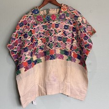 Old Handwoven Guatemalan Huipil Embroidered Blouse Textile Arts from San Marcos