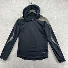 Under Armour Shirt Kids Size XL Black Long Sleeve 1/4 Zip Hooded Performance Run