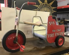 Vintage Child's Silver Rider Angeles Fire Chief No. 5 Fire Engine Tricycle Trike