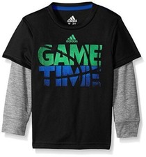Adidas Climalite Boys' Game Time Graphic Tee, Black, Size 6 