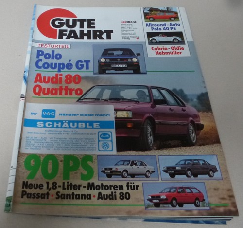 Gute Fahrt 1/83VW Polo GT, Audi 80 quattro, 90 PS Motoren für Passat, Santana