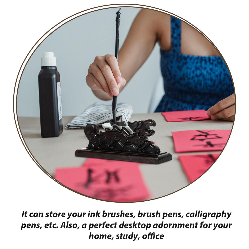 Porta Pennelli Calligrafia Cinese - Supporto In Legno Massello, Design Elegante E Pratico