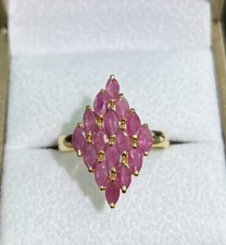 14k Solid Yellow Gold Diamond Shape Ring, Natural Ruby .Sz 8, 3.28 Grams