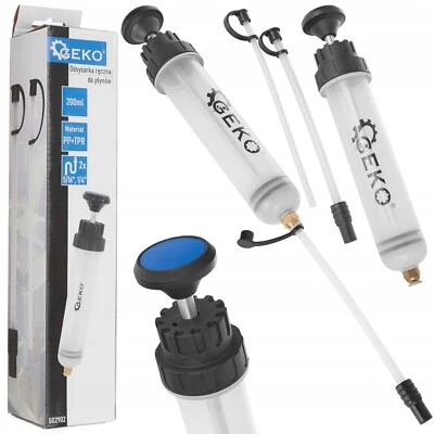 GEKO Siringa per Olio Motore 200ml Estrattore Liquidi Manuale Auto Moto Freno