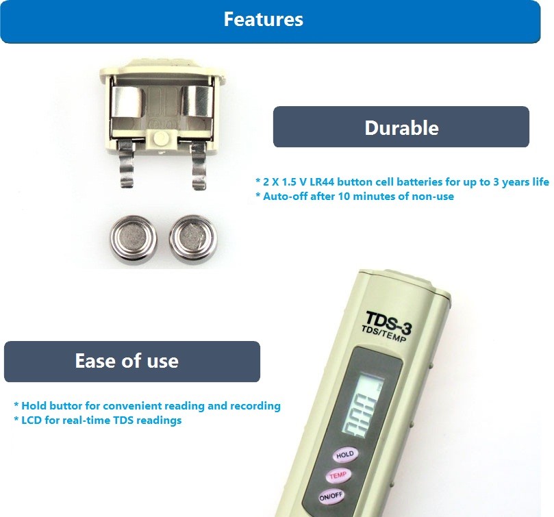 TDS Meter Tester Water Quality Digital Pen Replacement RO Ca