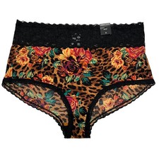 NWT TORRID Brief Pantie Sz 0X-1X-2X-4X Black Brown Silky Lace Floral Animal