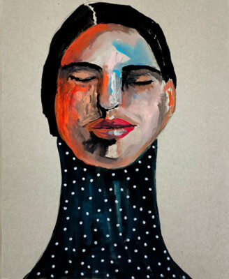 Original Portrait Painting 8x10 Woman Meditating Buddhist Art Miz Katie