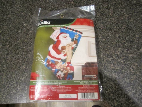 Bucilla Santa's List Felt Applique Christmas Holiday Stocking Kit With Sequins