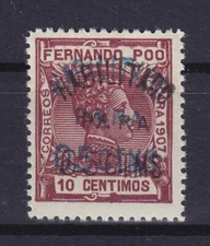 FERNANDO POO 1908, Mi 163, ERROR: DOUBLE OPT, BLACK + BLUE, MLH