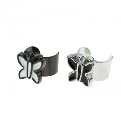 Clip On Creole Ohr Klemme Ear Cuff Non Piercing Schmetterling Butterfly epoxy