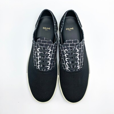 $595 Celine Canvas Lace Up Low Top Sneakers Skate Shoes  display picture 1