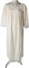 Vintage Christian Dior Size M Long Pink Cotton Lace Trim Nightgown Union 3/4 Slv