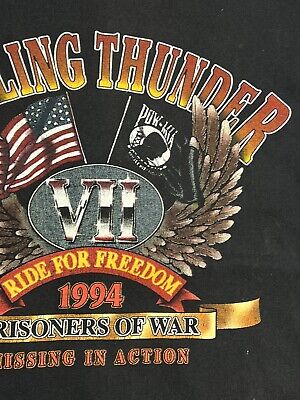 VTG 90's Harley Davidson Rolling Thunder POW MIA Single Stitched T