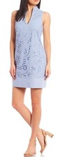 ELIZA J Women's Eyelet Sleeveless Shift Dress Size 0 Blue NWT MSRP$118