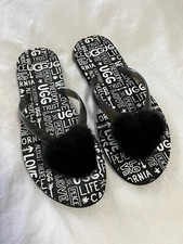 UGG | SZ 10 | Simi Fluff Manifesto Flip Flop Sandals | Black And White EUC