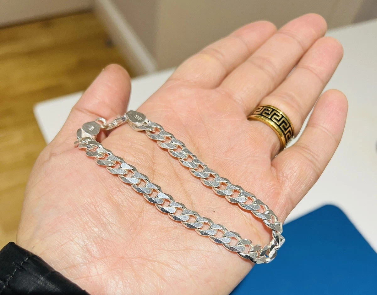 Mens 925 Solid Sterling Silver Bracelet 19.7 GRAMS 5MM eBay