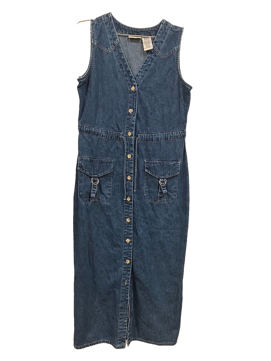 Vintage Denim Maxi Dress Medium Country Grunge Cotton | eBay