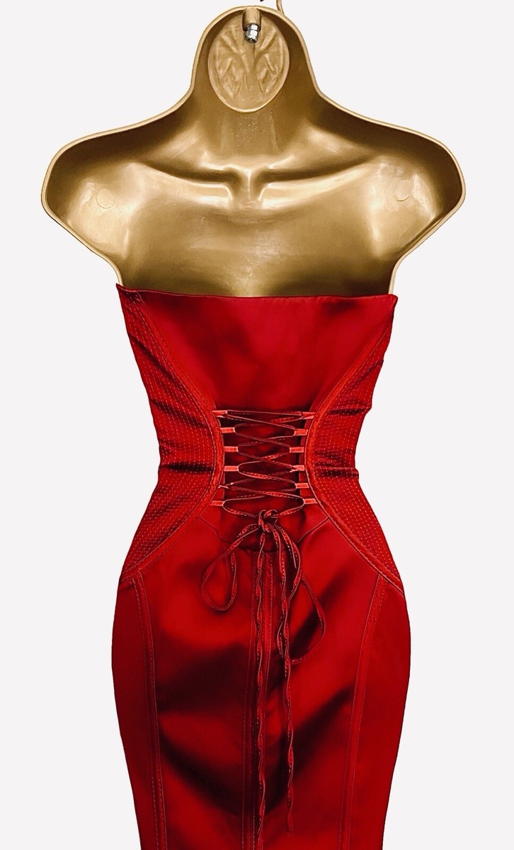 karen millen red corset dress Red Petite Premium Viscose Jersey Corset Midi Dress