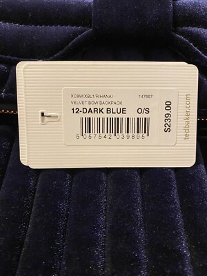 Ted Baker London Velvet Bow Mini Backpack NAVY DARK BLUE  display picture 2