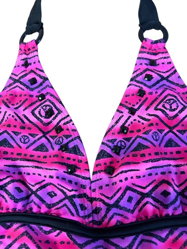 Justice 2pc Bathing Suit Size 18 Multicolored Halter Straps - Picture 3 of 8