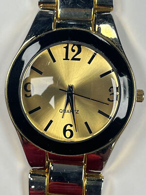 Gold Color Dial Easy To Read Metal Band Quartz Ladies/Unisex Watch